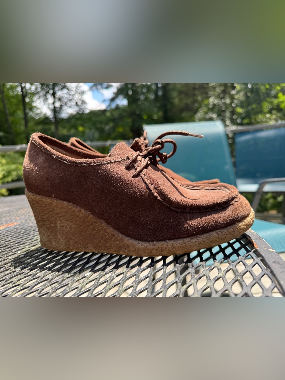 Vintage Candie’s Wedge Heel Brown Suede Lace-Up - chukka - size 9